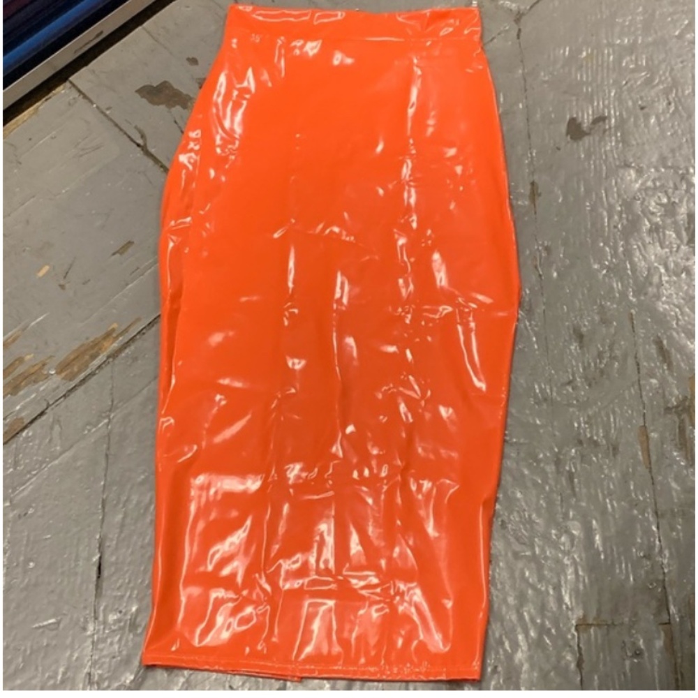 Orange latex skirt